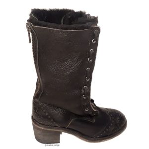 Kelsi Dagger Mashita Black Leather Boots - Size 7 Shearling Mid-Calf Boots